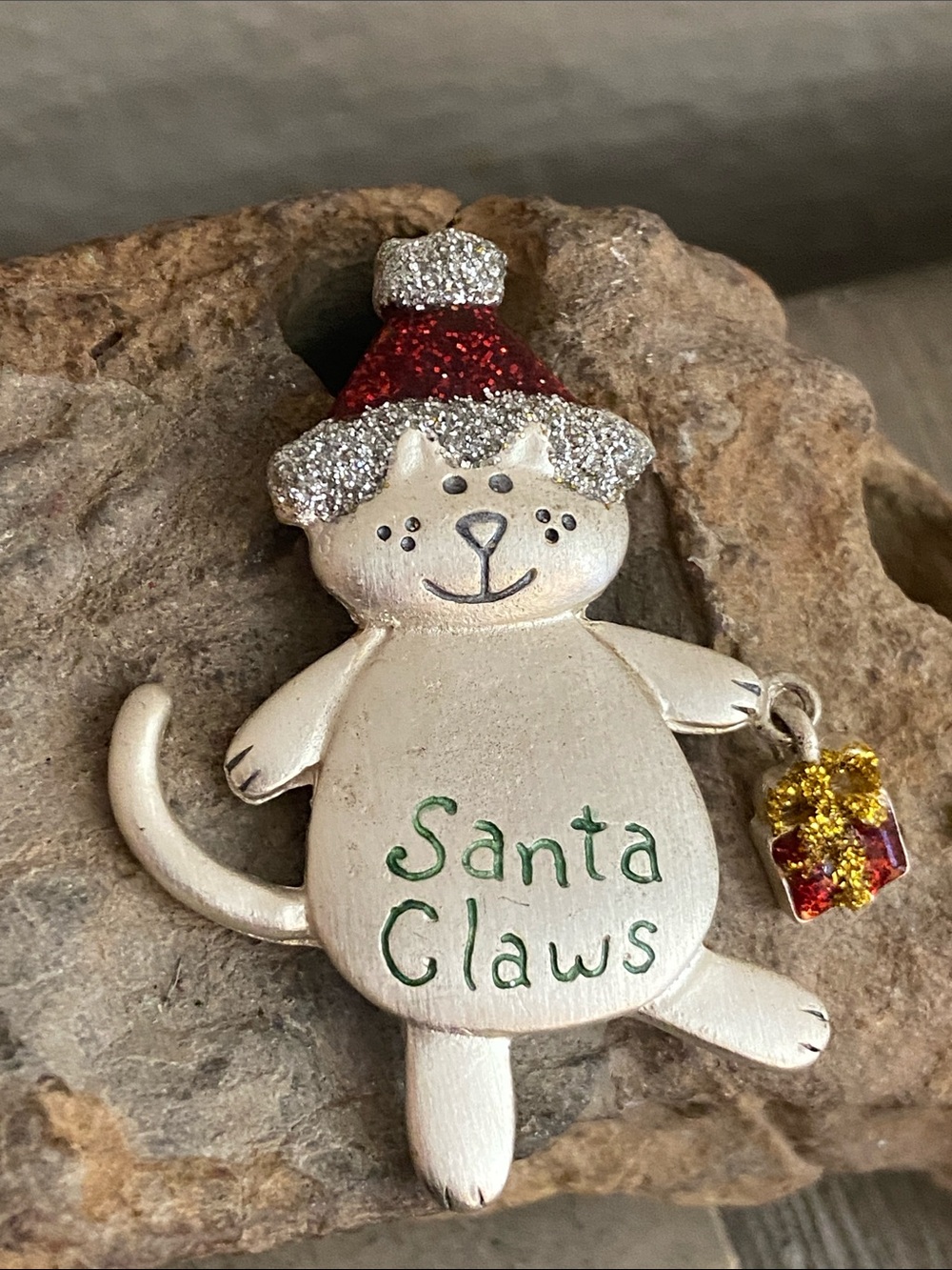 Vintage Tanya’s Creations Cat Santa Broach